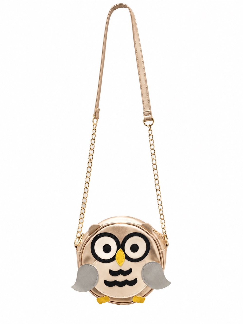 Olivia Miller Metallic Gold Owl Chain Crossbody Bag Purse